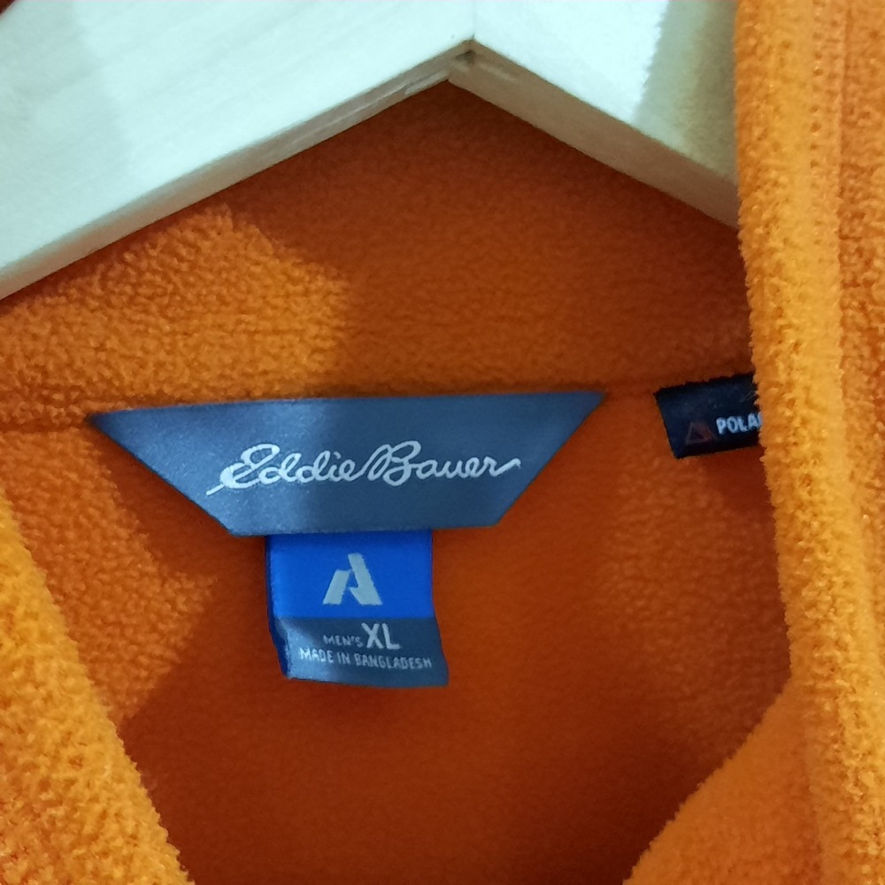 Eddie Bauer First Ascent Jacket Mens XL Orange Fleece Lightweight 1/4 Zip Hiking - Picture 6 of 10